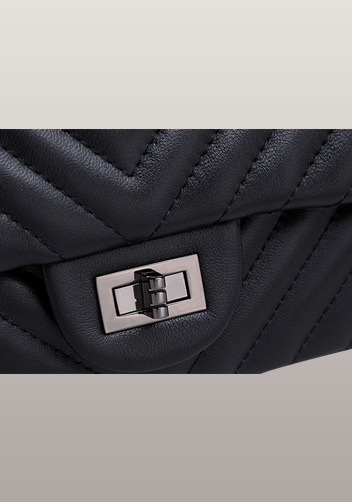 Adele V Shape Quilted Leather Flap Bag Black