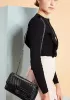 Adele V Shape Quilted Leather Flap Bag Black