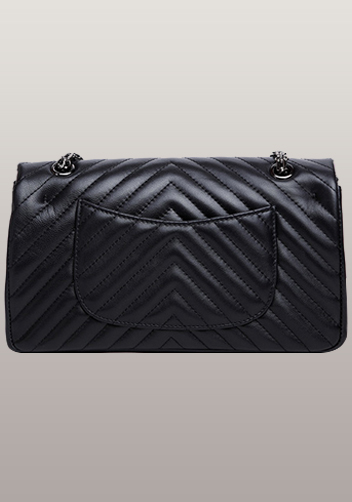 Adele V Shape Quilted Leather Flap Bag Black
