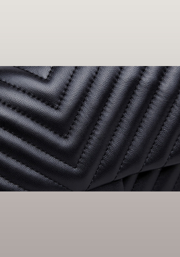 Adele V Shape Quilted Leather Flap Bag Black