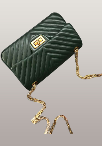 Adele V Shape Quilted Leather Flap Bag Green
