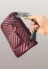 Adele V Shape Quilted Leather Flap Bag Burgundy