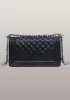 Ingrid Diamond Shape Caviar Leather Flap Black