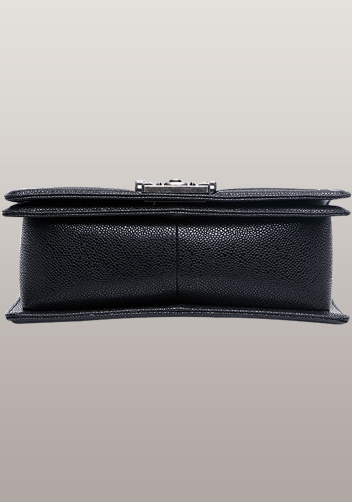 Ingrid Diamond Shape Caviar Leather Flap Black