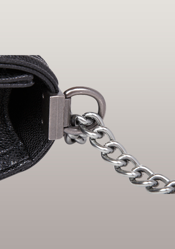 Ingrid Diamond Shape Caviar Leather Flap Black
