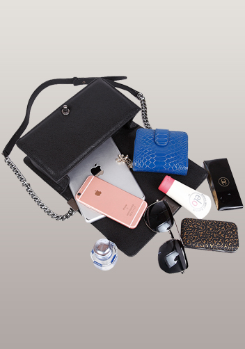 Ingrid Diamond Shape Caviar Leather Flap Black