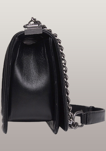 Ingrid Diamond Shape lamb Skin Leather Flap Black
