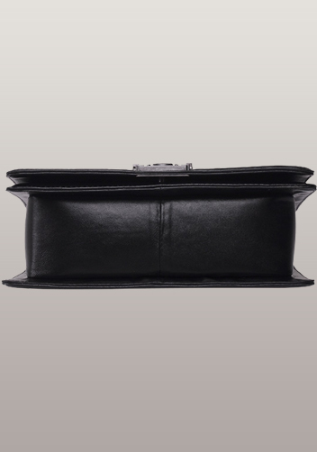 Ingrid Diamond Shape lamb Skin Leather Flap Black