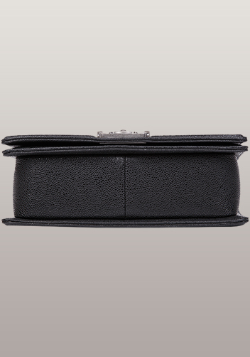 Ingrid V Shape Caviar Leather Flap Black