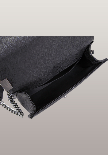 Ingrid V Shape Caviar Leather Flap Black