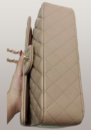 Adele Diamond Shape Leather Flap Bag Beige