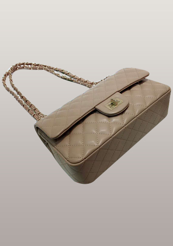 Adele Diamond Shape Leather Flap Bag Beige