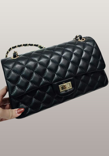 Adele Diamond Shape Leather Flap Bag Black