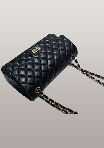 Adele Diamond Shape Leather Flap Bag Black
