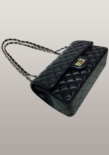 Adele Diamond Shape Leather Flap Bag Black