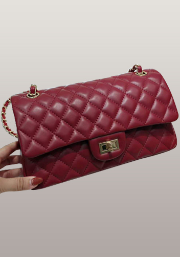 Adele Diamond Shape Leather Flap Bag Burgudy