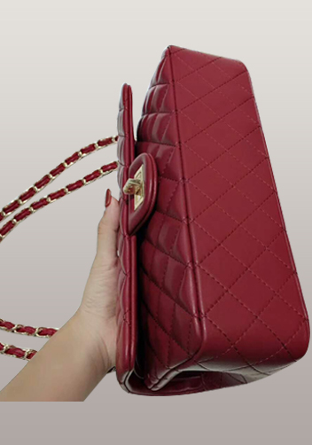 Adele Diamond Shape Leather Flap Bag Burgudy