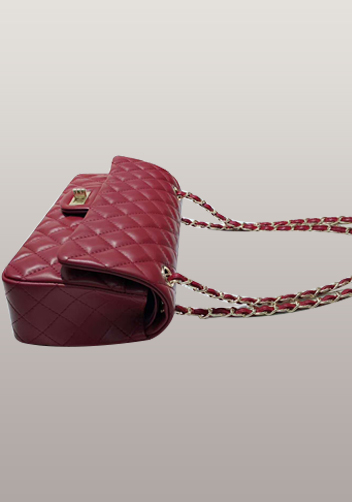 Adele Diamond Shape Leather Flap Bag Burgudy