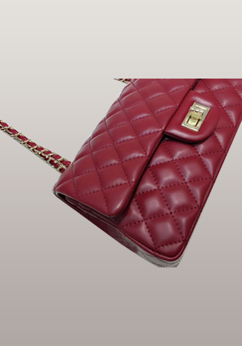 Adele Diamond Shape Leather Flap Bag Burgudy