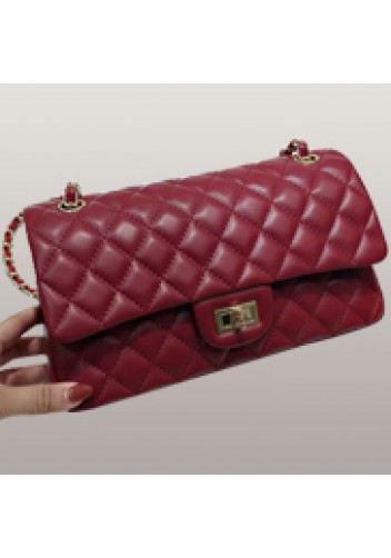 Adele Diamond Shape Leather Flap Bag Burgudy