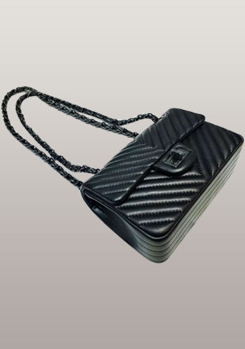 Adele Flap Mini Bag V Shape Quilted Leather Black
