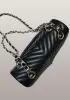 Adele Flap Mini Bag V Shape Quilted Leather Black Gold Hardware