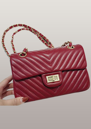 Adele Flap Mini Bag V Shape Quilted Leather Burgundy