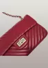 Adele Flap Mini Bag V Shape Quilted Leather Burgundy