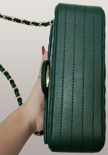 Adele Flap Mini Bag V Shape Quilted Leather Green