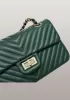 Adele Flap Mini Bag V Shape Quilted Leather Green