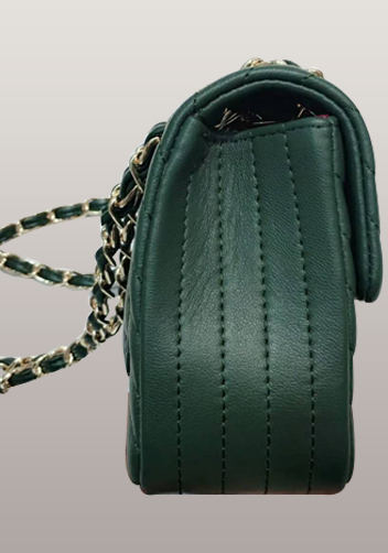 Adele Flap Mini Bag V Shape Quilted Leather Green