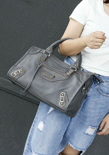 The Route 66 Faux Leather Large Bag Grey