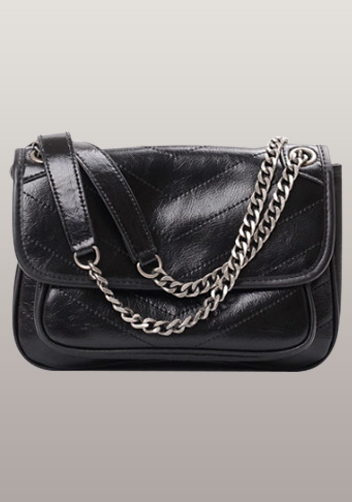 Yvonne Leather Shoulder Bag Black