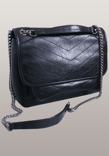 Yvonne Leather Shoulder Bag Black