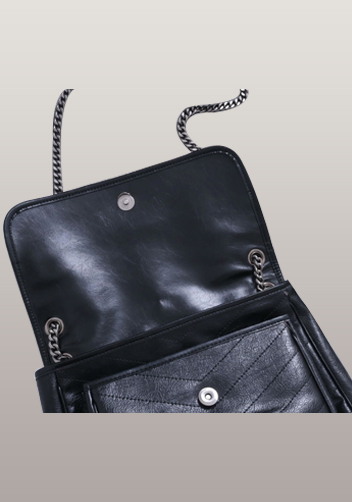 Yvonne Leather Shoulder Bag Black