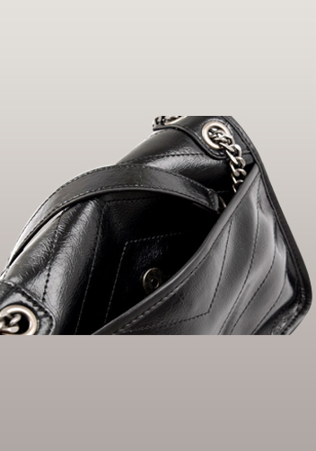 Yvonne Leather Shoulder Bag Black