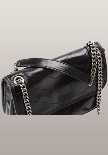 Yvonne Leather Shoulder Bag Black