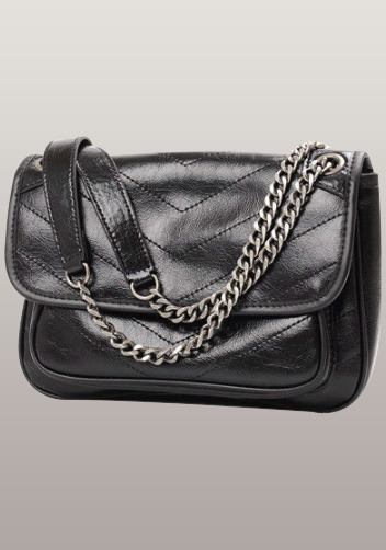 Yvonne Leather Shoulder Bag Black