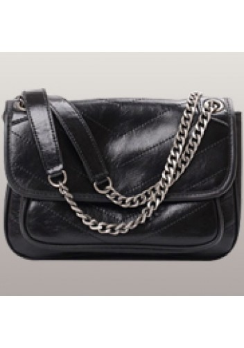 Yvonne Leather Shoulder Bag Black