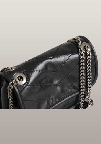 Yvonne Leather Shoulder Bag Black