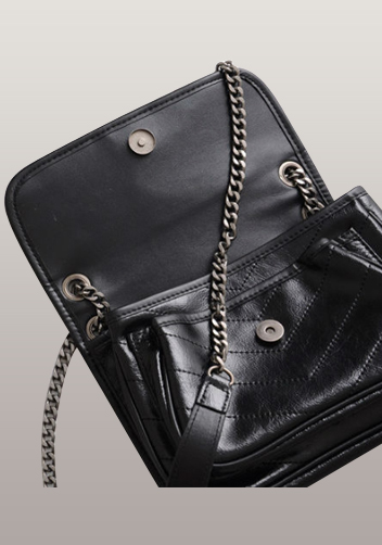 Yvonne Leather Shoulder Bag Black