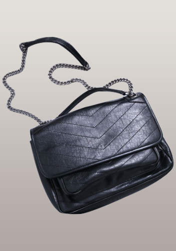 Yvonne Leather Shoulder Bag Black