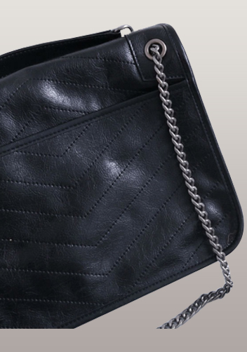 Yvonne Leather Shoulder Bag Black