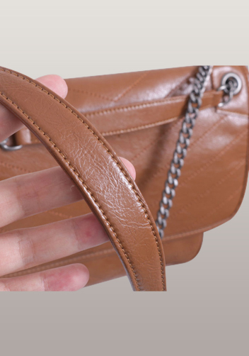 Yvonne Leather Shoulder Bag Brown