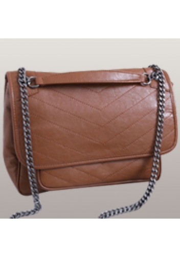 Yvonne Leather Shoulder Bag Brown