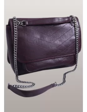 Yvonne Leather Shoulder Bag Burgundy