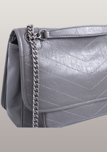Yvonne Leather Shoulder Bag Grey