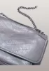 Yvonne Leather Shoulder Bag Grey