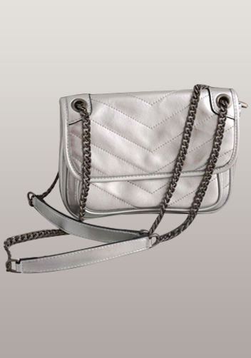 Yvonne Leather Shoulder Bag Silver