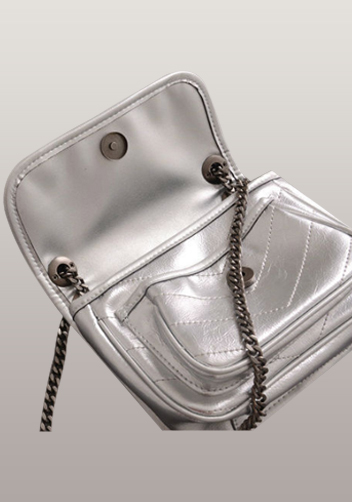 Yvonne Leather Shoulder Bag Silver